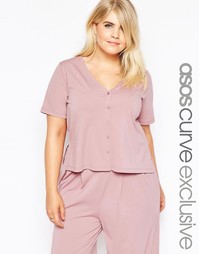 Креповая туника с пуговицами спереди ASOS CURVE - Сумеречно-розовый