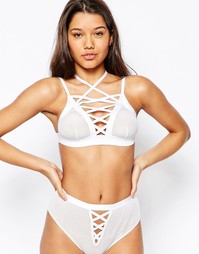 Сетчатый укороченный топ с лямками спереди ASOS - Белый
