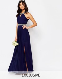 Плиссированное платье макси TFNC WEDDING - Темно-синий