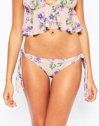 Плавки бикини с завязками по бокам и гавайским принтом ASOS Aloha
