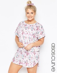 Пижамные футболка и шорты с маршмеллоу ASOS CURVE - Принт