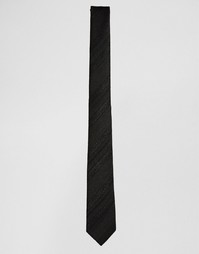 Узкий черный галстук с фактурной полоской ASOS - Черный