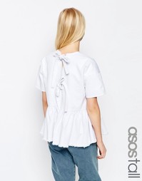 Белый джинсовый топ с завязками сзади и баской ASOS TALL - Белый