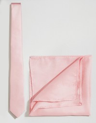 Светло-розовый галстук и платок для пиджака ASOS - Розовый