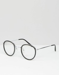 Черные очки в круглой оправе с прозрачными стеклами ASOS - Черный