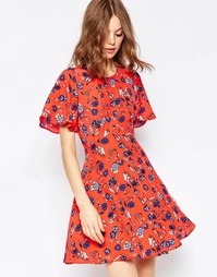 Чайное платье с цветочным принтом ASOS - Красный принт