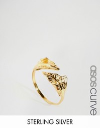 Позолоченное серебряное кольцо с листом ASOS CURVE - Золотой