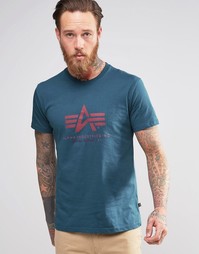 Синяя футболка с логотипом Alpha Industries - Ярко-синий