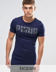 Синяя удлиненная облегающая футболка Puma эксклюзивно для ASOS - Синий