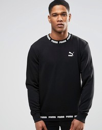 Черный свитшот в рубчик с логотипом Puma - Черный