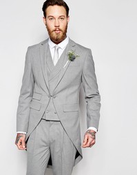 Серый пиджак зауженного кроя с шлейфом сзади ASOS Wedding - Серый