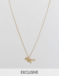 Золотистое ожерелье со скелетом тираннозавра рекса Reclaimed Vintage