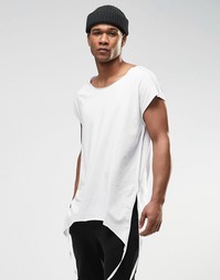 Oversize-футболка без рукавов с разрезами и тесьмой по бокам ASOS