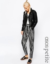 Тканые брюки-галифе в полоску ASOS PETITE - Черно-белый