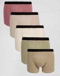 Набор из 5 боксеров-брифов цвета хаки ASOS, СКИДКА 28% - Мульти