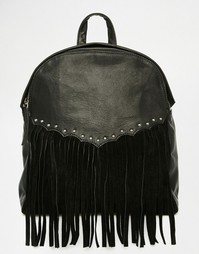 Рюкзак в стиле вестерн из кожи и замши ASOS - Черный