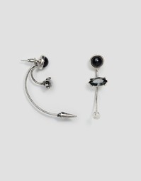 Серьги с камнями и отделкой в виде шипов ASOS - Шлифованный серебряный