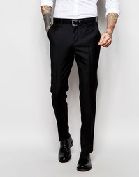 Шерстяные брюки слим ASOS - Черный