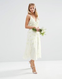 Платье миди с цветочной аппликацией ASOS BRIDAL - Белый