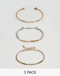 Набор из 3 разомкнутых браслетов в виде цепочки ASOS - Серый