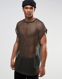 Сетчатая oversize-футболка ASOS - Черные чернила