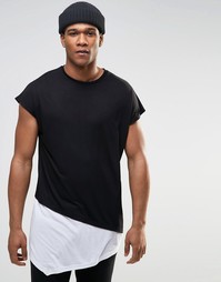 Oversize-футболка без рукавов с асимметричной вставкой по низу ASOS