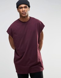 Темно-красная oversize‑футболка с необработанными краями ASOS