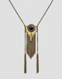 Фестивальное ожерелье с бахромой и подвеской-пером ASOS - Черный