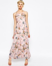Сетчатое платье макси с принтом ASOS - Розовый