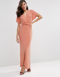 Платье макси с запахом и завязкой ASOS - Blush