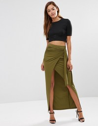 Юбка макси с узлом ASOS - Хаки