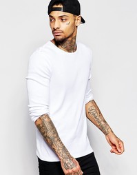 Белый облегающий лонгслив в рубчик ASOS - Белый