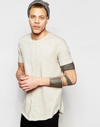 Длинная футболка с асимметричным краем и декоративным швом ASOS