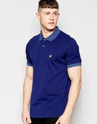 Футболка-поло с меланжевым воротником Lyle &amp; Scott - Синий
