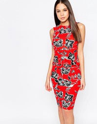 Платье-футляр с принтом и баской Vesper Yasmin - Красный