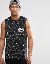 Футболка без рукавов с принтом брызг ASOS Cream Ibiza - Черный