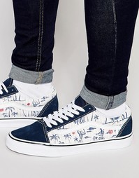 Синие кроссовки с пальмовым принтом Vans Old Skool V3Z6IED - Синий
