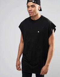 Черная oversize‑футболка без рукавов с логотипом ASOS - Черный
