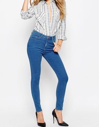 Насыщенно-синие укороченные джинсы скинни ASOS RIDLEY