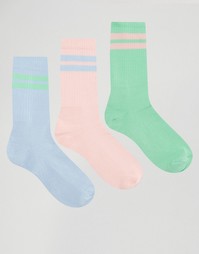 Набор из 3 пар пастельных носков в спортивном стиле ASOS - Мульти