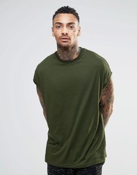 Свободная меланжевая футболка цвета хаки ASOS - Mеланж цвета хаки