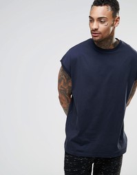 Свободная темно-синяя футболка ASOS - Темно-синий
