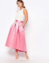 Пышная атласная юбка миди для выпускного Closet - Розовый