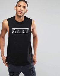 Майка с принтом Gym Rat ASOS - Черный