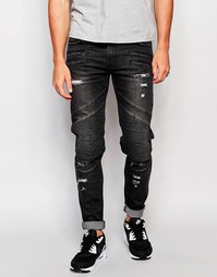 Облегающие байкерские джинсы Black Kaviar - Черный