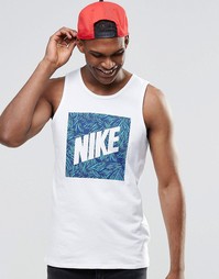 Белая майка с пальмовым принтом и логотипом Nike 779780-100 - Белый