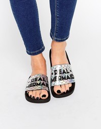 Сандалии-слайдеры TheWhiteBrand Irredescent Real Mermaid - Мульти