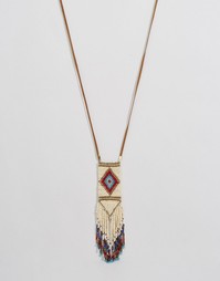 Длинное фестивальное ожерелье с подвеской из бисера ASOS - Мульти