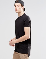 Черная супердлинная футболка с разрезами по бокам ASOS - Черный