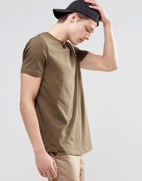 Удлиненная футболка цвета хаки с закругленным низом ASOS - Battlefield